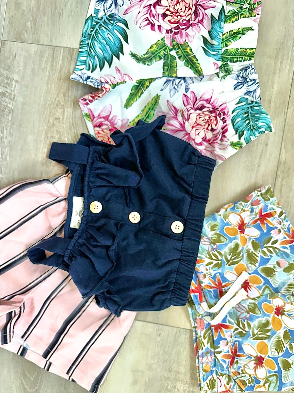 Rare editions dark navy blue summer ruffle button top matching shorts bundle 3yr